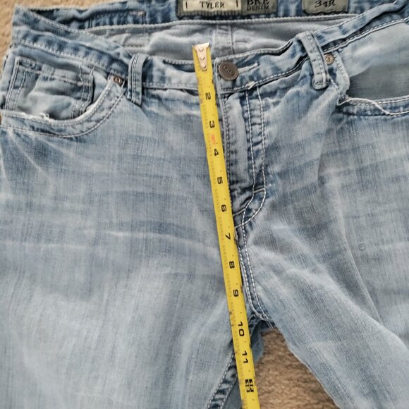 BKE Tyler 34R Mens Straight Jeans Stretch Denim 36x31 Distressed Blue Pants GUC - Picture 8 of 11
